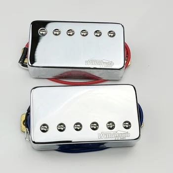 1 Комплект Оригинални Звукоснимателей Wilkinson за електрически китари Humbucker за китара в стил LP SG, Хром Сребрист калъф (лешояд и мост), WOCHB