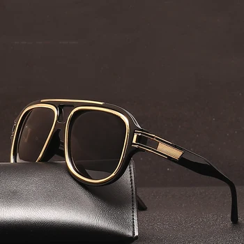 2021 Нови Слънчеви очила с Черни Рамки Сиви Люспи Модни Тънки Слънчеви Очила, Мъжки и Дамски Слънчеви Очила в същия стил