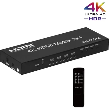4 До @ 60 Hz HDMI Матрица 2x4 HDMI Матричен Превключвател на 2 На 4 От Сплитер HDMI Превключвател С Аудио Екстрактор за 4 Екрана на Монитора Дисплей