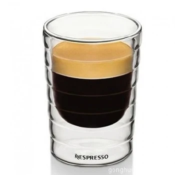 Caneca ръчно бластване Стъклена чаша с Двойни стени canecas Nespresso кафе, чаша и купа минерални стъклени Чаши за Кафе пътна чаша Подарък за приятели
