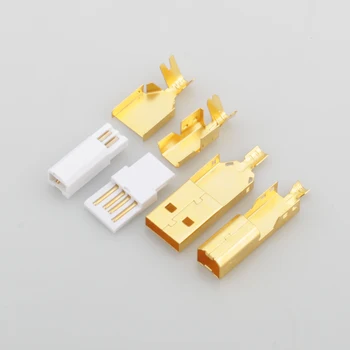 Hi-End Позлатен USB-конектор USB A + USB Тип B A-B Щекер За DIY USB кабел Тайванското производство