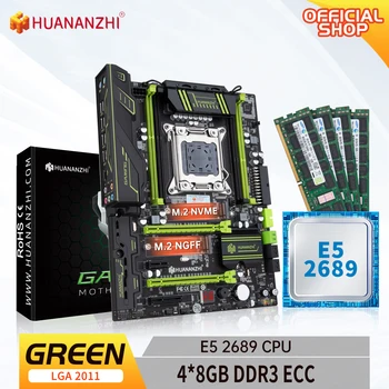 HUANANZHI GREEN 2.49 LGA 2011 дънна платка с Intel XEON E5 2689 4 *8 GB DDR3 RECC памет комбиниран комплект ATX SATA USB3.0 NVME