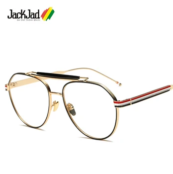 JackJad 2020 Модни Реколта Кръгла Метална Обикновена Очила Фирмен Дизайн В Трехцветную Ивица на Рамки За Очила Oculos Grau De BT117