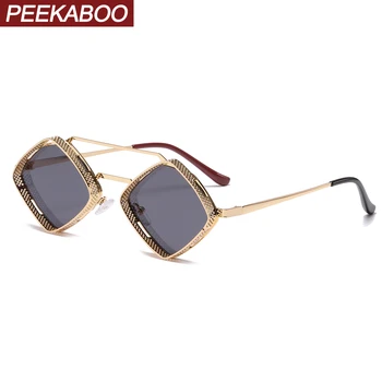 Peekaboo дамски ретро слънчеви очила в стил steampunk мъжки метални златни кухи мъжки квадратни слънчеви очила с uv400 кафяво оранжево таблетка 2022 едро
