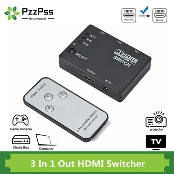 PzzPss HDMI Превключвател 3 В 1 От 3 Пристанища Hub Кутия Автоматично превключва на 1080p HD 1,4 С дистанционно управление за HDTV XBOX360 DVD Проектор