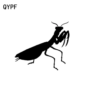 QYPF 13 см * 11,6 см Животно Богомолка Винил Кола-стайлинг Стикер на Колата Стикер Черен Сребрист C15-3319