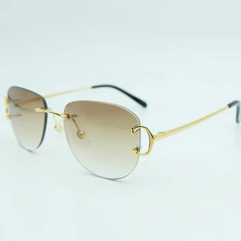 Vintage Слънчеви Очила Без Рамки, Мъжки Популярни Очила Carter, Овални Слънчеви Очила На Едро, Дамски Нюанси, Ретро Очила, Външно Украса