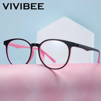 VIVIBEE Анти-Сини Светлинни Точки Мъжки Слот Кръгли Блокер Blue-Ray Classic TR90 Женски Защитни Очила за Работа с Компютър