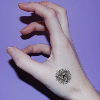 Геометричен Очите на Бога Временни Татуировки Етикети Черно Компас Фалшиви Татуировки Водоустойчив Татуировки Ръце Шията Малък Размер за Жени, Мъже