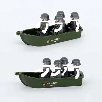 Гумена Лодка Кораб WW2 Пехотна Армия MOC Градски Специалните Военни Строителни Блокове Фигурки на Войници Оръжие Тухли Мини Играчки за Деца