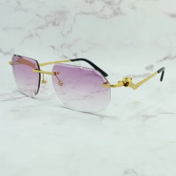 Дизайнерски Слънчеви Очила Panther Диамантена Диаманти Carter За Шофиране Очила Луксозни Мъжки Аксесоари Без Рамки Модни Слънчеви Стъкло