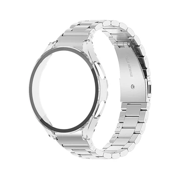 Калъф + Без Пропуски Каишка от Неръждаема Стомана за Samsung Galaxy Watch 4 44 мм 40 мм Гривна Броня Закалено Стъкло Протектор Galaxy Watch 4