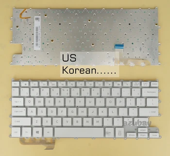 Корейска клавиатура на САЩ за Samsung SEC S / N: CN13BA5904205PBYNF J1G0050 CN13BA5904164BBYNF K1D0004, с подсветка, Сребрист / бял
