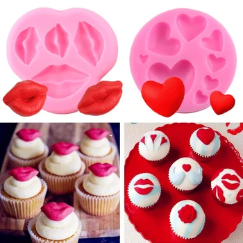 Любов Сърцето Силиконови Форми направи си САМ Сватбена Фондан Инструменти За Украса на Тортата Устните Cupcake Topper Бонбони Полимерна Глина Шоколадови Форми