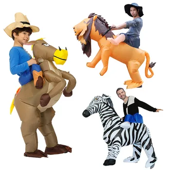 Надуваеми костюми на Хелоуин Cosplay, Лъв, Зебра, Костюми, костюм на Еднорога Акули Талисман на партията надуваеми костюми за възрастни Рокли