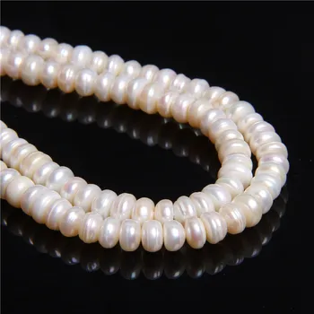 Натурален плоски кръгли перли, мъниста истинска бяла монета 7-8 мм Култивирани сладководни перли за производство на бижута на едро сам женски перли