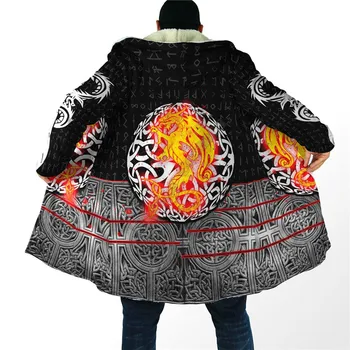 Нидхогг Viking Татуировка 3D Върху Блузи с Качулка и Принтом Наметало за Мъже и Жени Зимни Руното Ветровка Топло палто с Качулка
