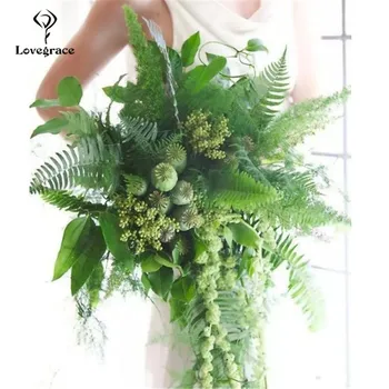 Планиране на Сватбата на САМ на Сватбен Сайт Декор Зелено Растение Подпори Изкуствено Цвете Растение Букет на Булката Сватбен Аксесоар за Сватбен Букет