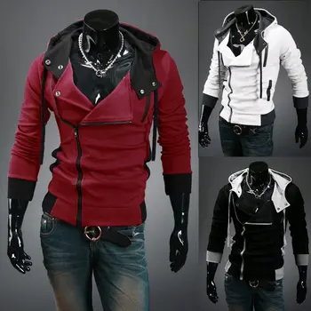 Разнообразие от цветове уличен стил джоб с дълъг ръкав, яке за мъже за Тънка мъже с цип Мъжка мода нередовни палто с качулка плюс размер 6xl