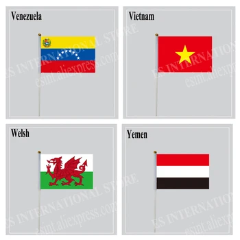 Ръчно Флаг с Венесуэлой Виетнам Уелски Йемен Националната Държава 14*21 см Полиестер Летящ открит Банер може да се коригира