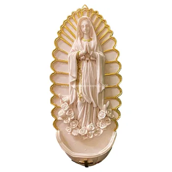 Статуетка на Шрифт Светена Вода Дева Мария Статуетка за Стенни Декоративни 19,5 см 7,7 инча НОВА