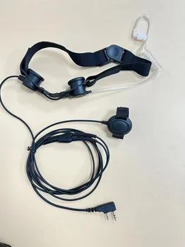 Тактически слушалка за ларингофона - Тежкотоварни гърлото микрофон, Скрит Акустична тръба с пальцевым ПР-микрофон, подходящ за 2-контакт Kenwood